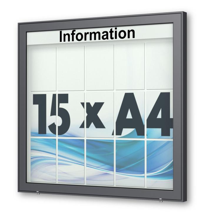 planus-b-65-15a4-a360-304-schaukasten-wand-7016-w-z 15 x DIN A4 Schaukasten Planus - Wandmontage - anthrazit (DB 703)